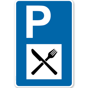 Parkplatzschild - Autobahngasthaus - Gastronomie - mit Zeichen VZ 365-56 – P