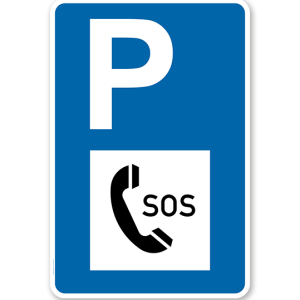 Parkplatzschild - Notruftelefon SOS - mit Zeichen VZ 365-51 – P
