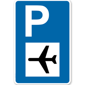 Parkplatzschild - Flughafen - mit Flughafensymbol – P