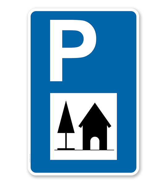 Parkplatzschild - Sehenswürdigkeit 2 - mit Symbol – P
