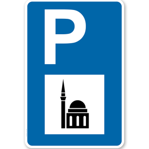 Parkplatzschild - Moschee - mit Symbol – P