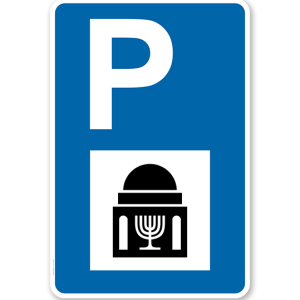 Parkplatzschild - Synagoge - mit Symbol – P