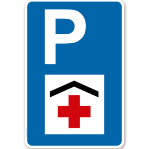 Parkplatzschild - Krankenhaus - mit rotem Kreuz – P