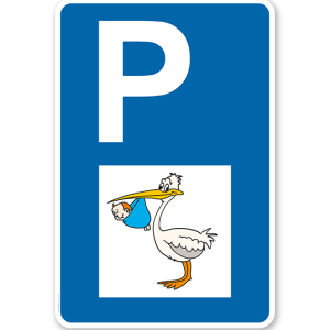 Parkplatzschild - Storchenparkplatz - mit Storch – P