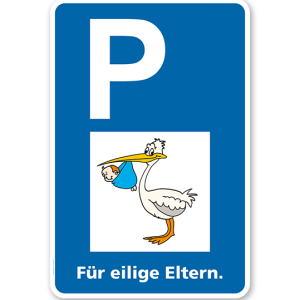Parkplatzschild - Storchenparkplatz - für eilige Eltern - mit Storch – P