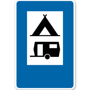 Parkplatzschild - Camping Wohnwagen - Zeichen VZ 365-60 – P