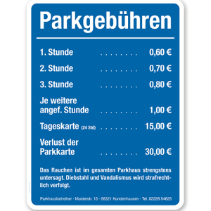 Parkplatzschild - Parkgebühren – P