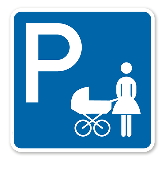 Parkplatzschild Mutter mit Kind / Kinderwagen - quadratisch - P