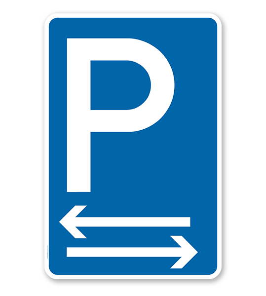 Parkplatzschild mit 2 Pfeilen – P