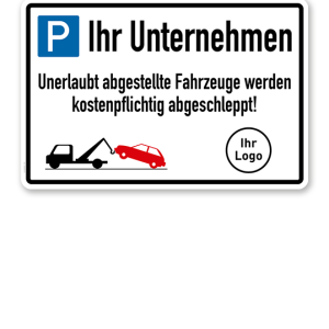 Parkplatzschild Firmenparkplatz - mit Firmenlogo – P