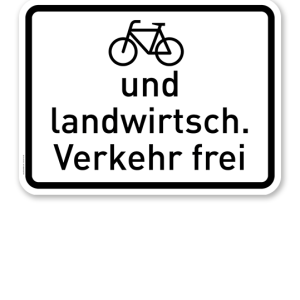 Zusatzschild Radfahrer und landwirtschaftlicher Verkehr frei – Verkehrsschild VZ 2211