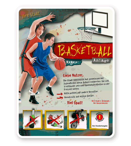 Spielplatzschild Basketball 4P-gelb - DS