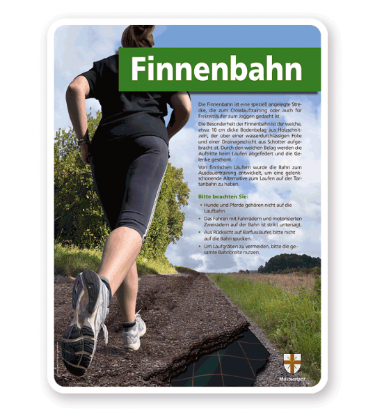 Schild Finnenbahn - mit Regeln - PB