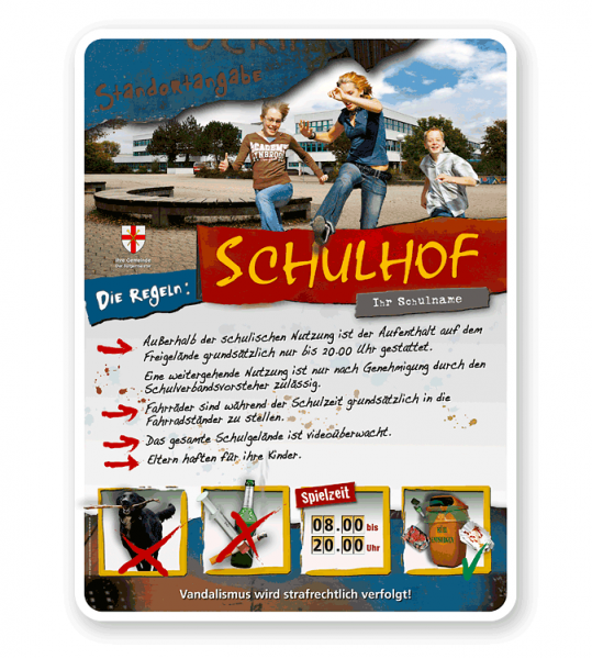 Schild Schulhof 4P - PB - Bildwechsel ist möglich