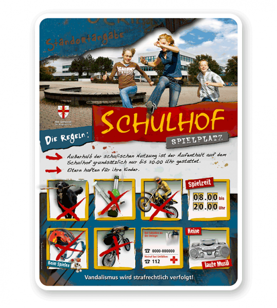 Schild Schulhof-Spielplatz 8P - PB - Bildwechsel ist möglich
