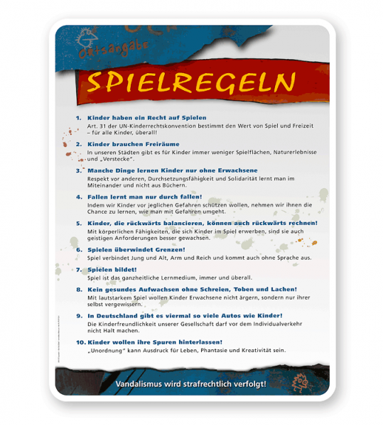 Spielplatzschild Spielregeln - PB