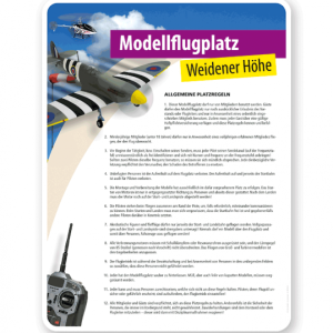 Schild Modellflugplatz mit Platzregeln - PV