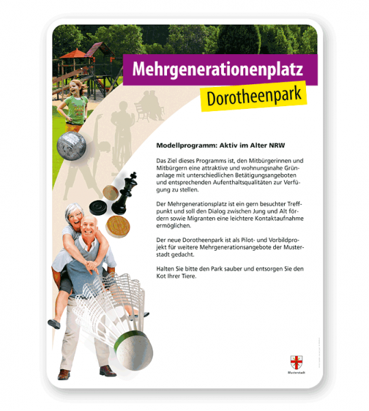 Schild Mehrgenerationenplatz - PV