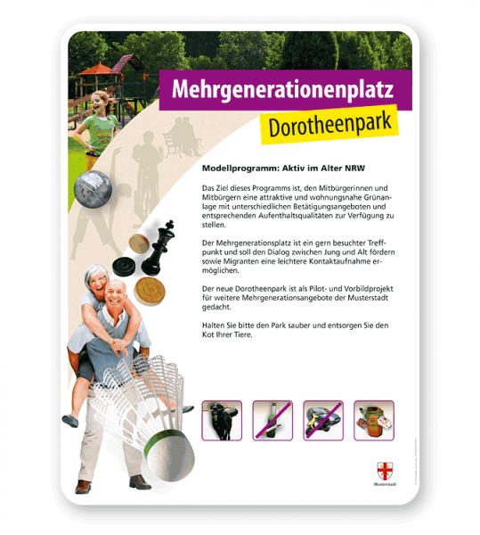 Schild Mehrgenerationenplatz 4P - PV