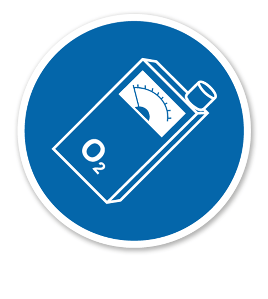 Gebotszeichen Sauerstoffwarner mitführen, O2