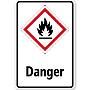 GHS - Schild Danger, entzündbare Gase, Stoffe, Flüssigkeiten, Aerosole