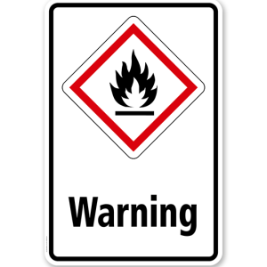 GHS - Schild Warning, entzündbare Gase, Stoffe, Flüssigkeiten, Aerosole