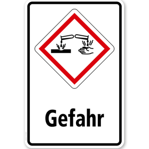 GHS - Schild Gefahr, ätzend, korrosiv wirkend
