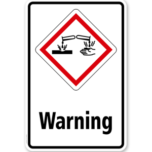 GHS - Schild Warning, ätzend, korrosiv wirkend