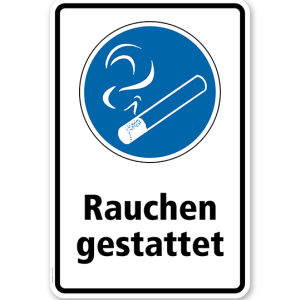 Gebotsschild Rauchen gestattet