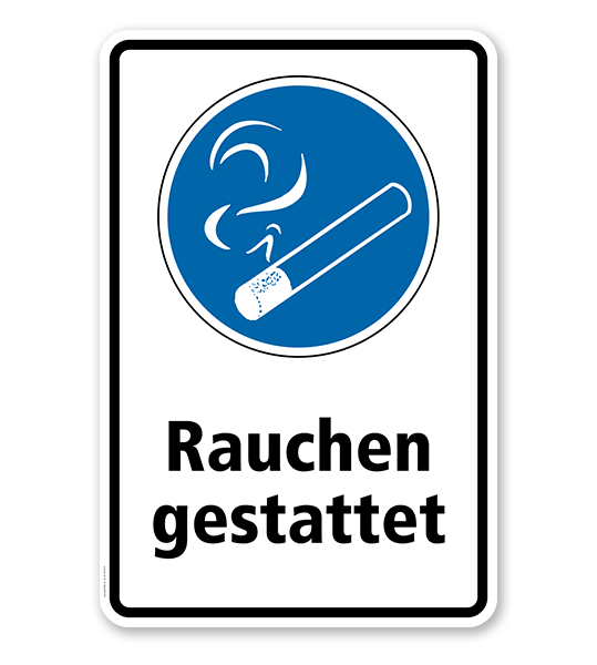 Gebotsschild Rauchen gestattet