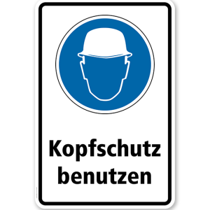 Gebotsschild Kopfschutz benutzen