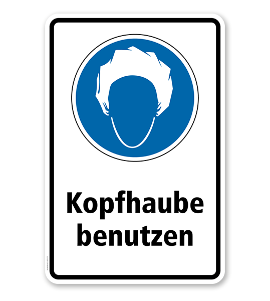 Gebotsschild Kopfhaube benutzen