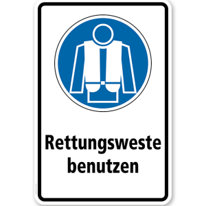 Gebotsschild Rettungsweste benutzen