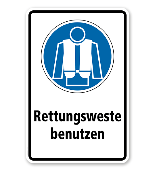 Gebotsschild Rettungsweste benutzen