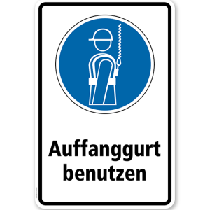 Gebotsschild Auffanggurt benutzen