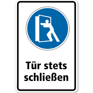 Gebotsschild Tür stets schließen