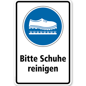 Gebotsschild Bitte Schuhe reinigen