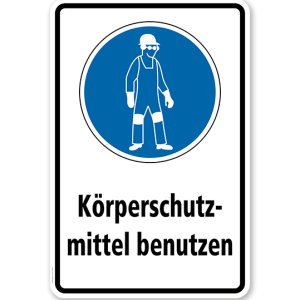 Gebotsschild Körperschutzmittel benutzen