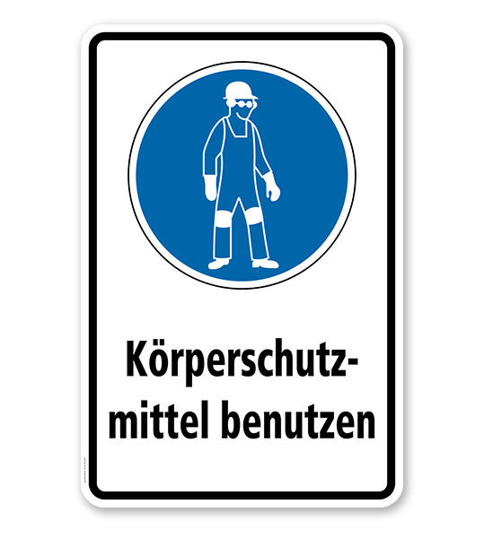 Gebotsschild Körperschutzmittel benutzen