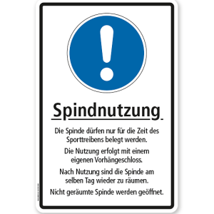 Gebotsschild Spindnutzung