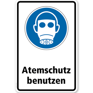 Gebotsschild Atemschutz benutzen nach DIN EN ISO 7010