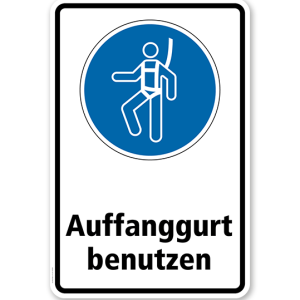Gebotsschild Auffanggurt benutzen nach DIN EN ISO 7010