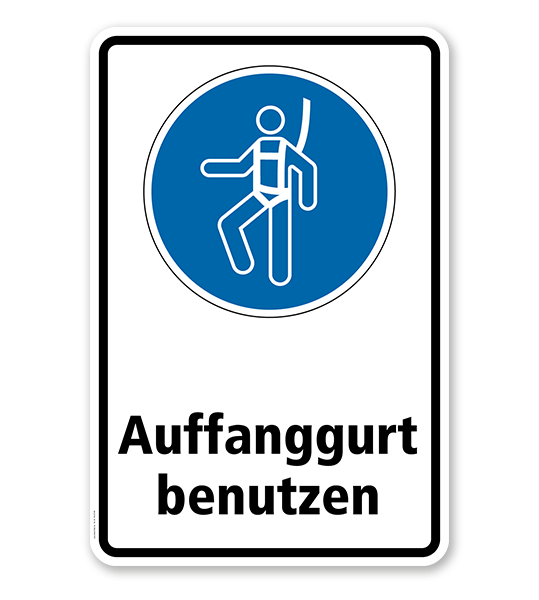 Gebotsschild Auffanggurt benutzen nach DIN EN ISO 7010