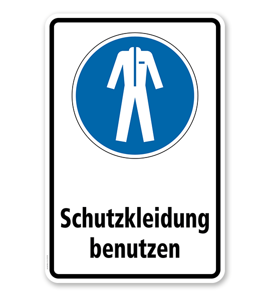 Gebotsschild Schutzkleidung benutzen nach DIN EN ISO 7010