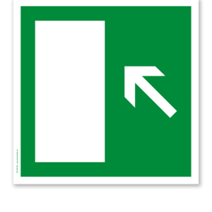 Rettungszeichen Notausgang diagonal hoch (alte Norm)