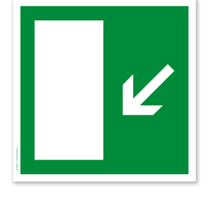 Rettungszeichen Notausgang diagonal runter (alte Norm)