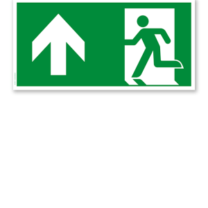 Fluchtwegschild Rettungsweg geradeaus / links oben nach DIN EN ISO 7010 - E 001-5