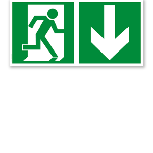 Fluchtwegschild Rettungsweg rechts unten (alte Norm)