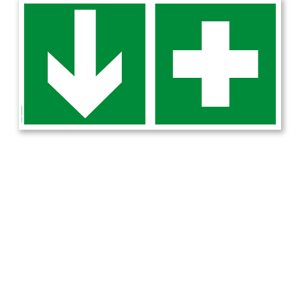 Fluchtwegschild Erste Hilfe unten (alte Norm)
