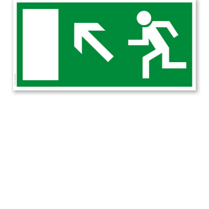 Fluchtwegschild Rettungsweg / Notausgang hoch links (alte Norm)